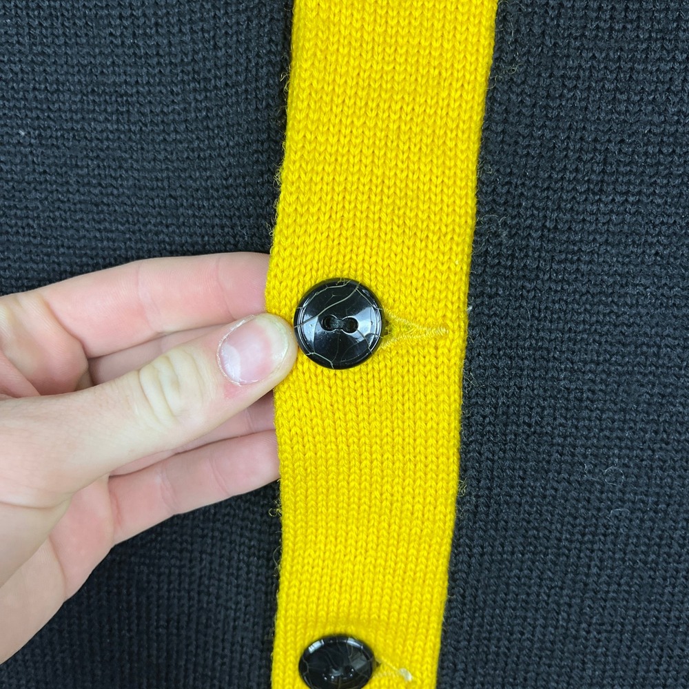 Vintage 50s Kelvyn Park Panther Letterman Cardigan Black Yellow 100% Wool - Picture 4 of 9